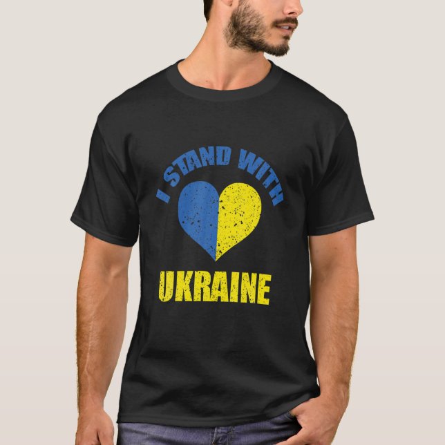 I Stand With Ukraine Power Flag Support Ukraine T-Shirt (Front)