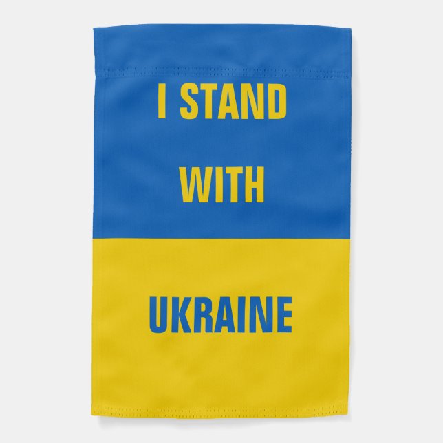 I Stand with Ukraine Royal Blue and Yellow Garden Flag (Front)