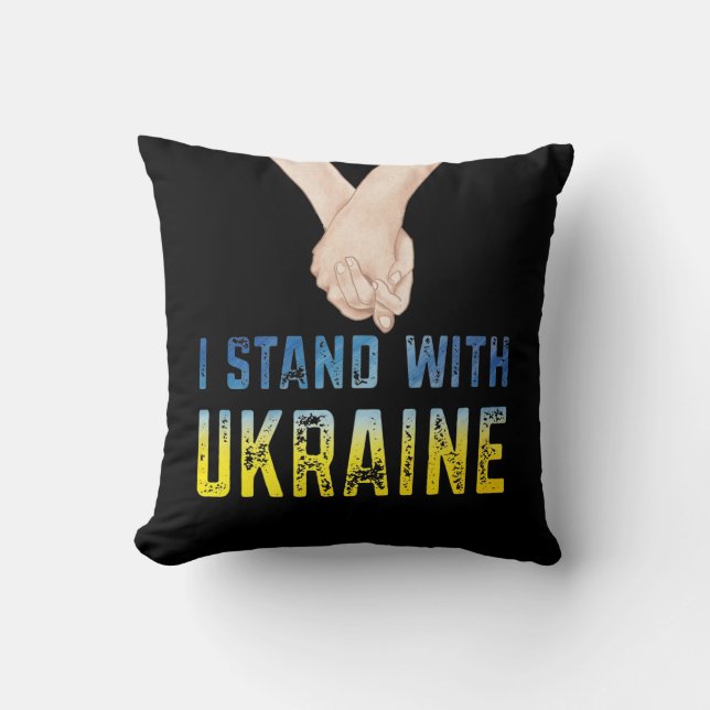 I Stand With Ukraine Shirt Support Ukraine Flag Throw Pillow (Front)