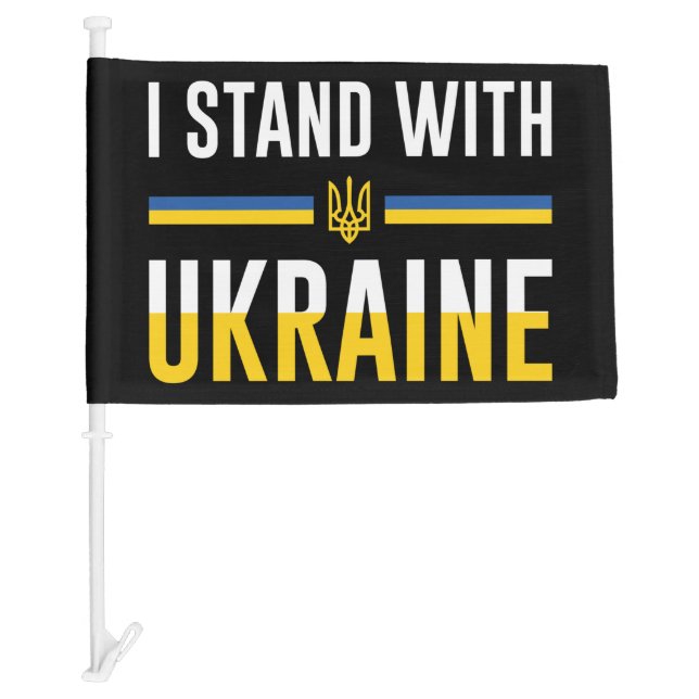I Stand With Ukraine Sign Car Flag (Front)