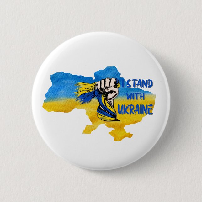 I stand with Ukraine slogan  Button (Front)