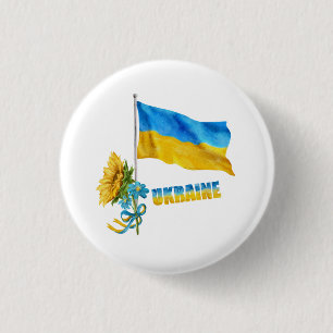 I stand with Ukraine slogan Ukraine Supporter Flag Button