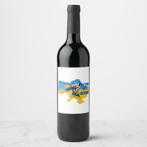 I stand with Ukraine slogan   Wine Label