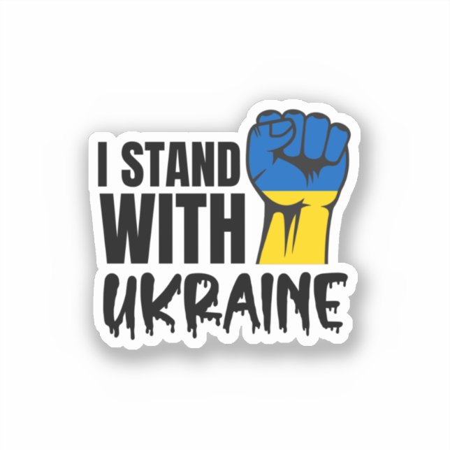 I Stand With Ukraine | Solidarity | Ukraine Flag Sticker (Front)