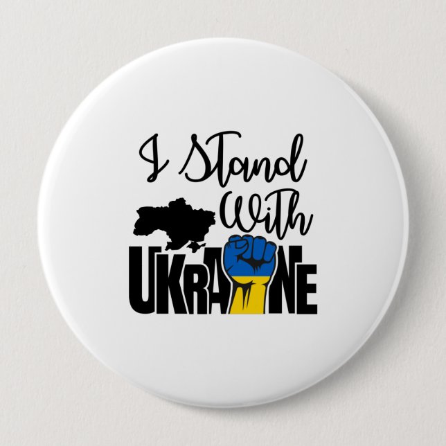 I Stand With Ukraine | Solidarity | Ukraine Map Button (Front)