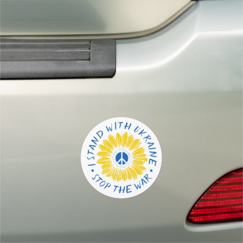 I Stand With Ukraine Sunflower  Car Magnet