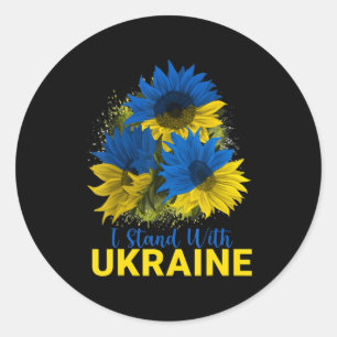 I Stand With Ukraine Sunflower Flag Peace Free Uk Classic Round Sticker