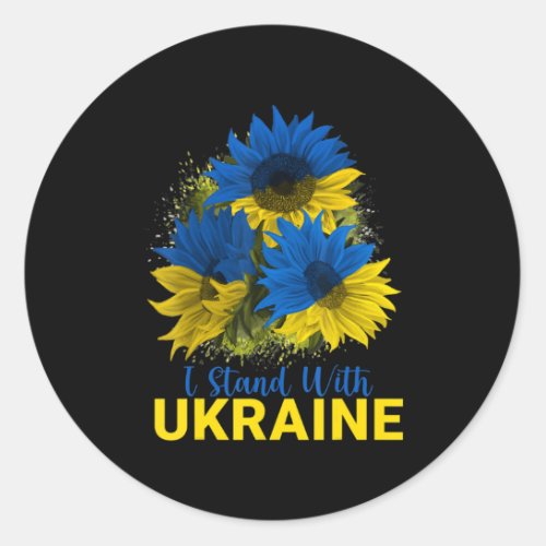 I Stand With Ukraine  Sunflower Flag Peace Free Uk Classic Round Sticker