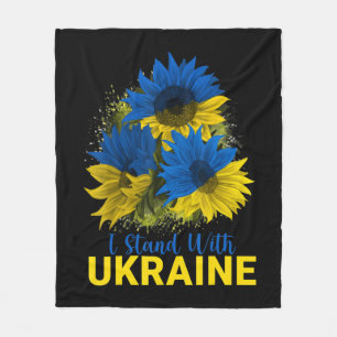 I Stand With Ukraine Sunflower Flag Peace Free Uk Fleece Blanket