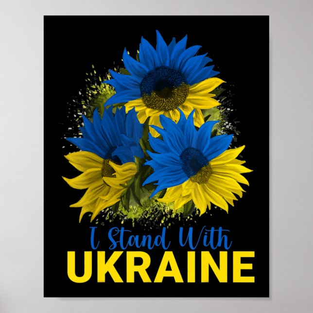 I Stand With Ukraine  Sunflower Flag Peace Free Uk Poster (Front)
