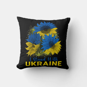 I Stand With Ukraine  Sunflower Flag Peace Free Uk Throw Pillow