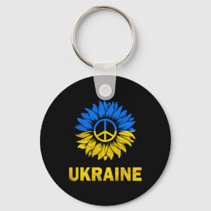 I Stand With Ukraine Sunflower Flag Ukraine Suppor Keychain