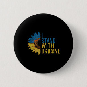 I Stand With Ukraine Sunflower Support Women Girls Button