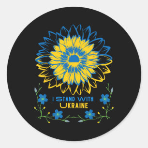 I Stand With Ukraine - Sunflower Ukrainian Flag  Classic Round Sticker
