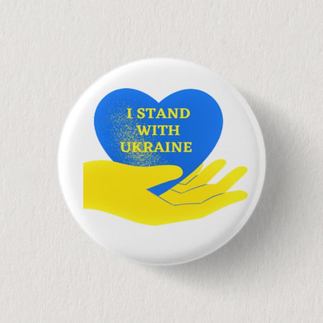 I Stand With Ukraine - Support - Heart - Freedom  Button (Front)