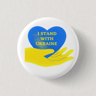 I Stand With Ukraine - Support - Heart - Freedom Button