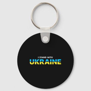 I Stand With Ukraine Support Quote Ukrainian Flag Keychain