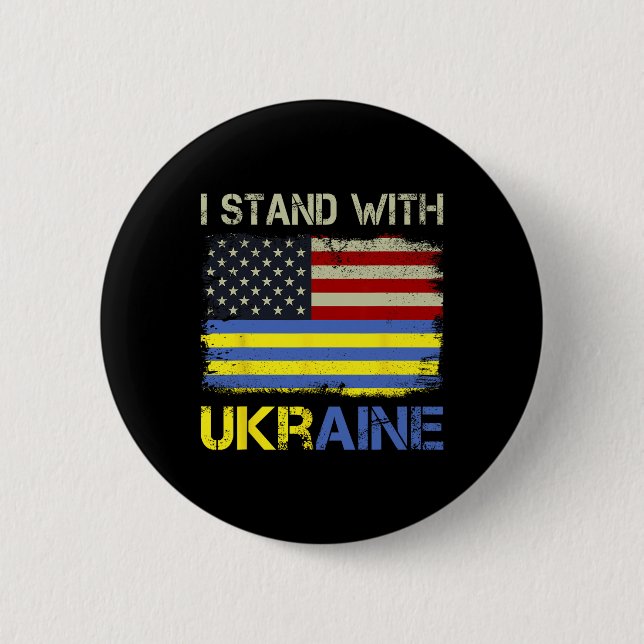 I Stand With Ukraine Support Ukraine  Button (Front)