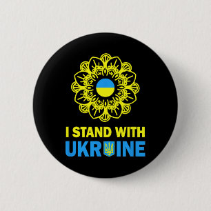 I Stand With Ukraine Support Ukraine Sunflower Shi Button
