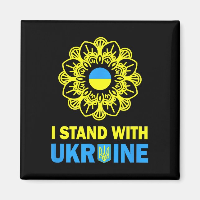 I Stand With Ukraine Support Ukraine Sunflower Shi Magnet (Front)