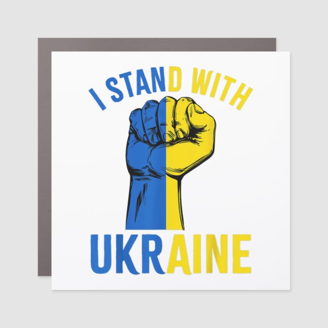 I Stand With Ukraine Support UKRAINE Ukrainian Car Magnet (Front)