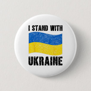 I Stand With Ukraine Support Ukraine Ukrainian Fla Button