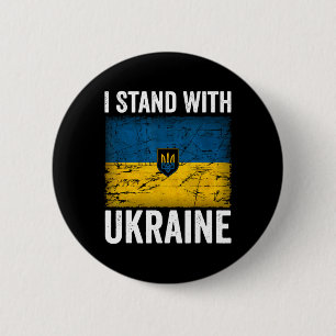 I Stand With Ukraine Support Ukraine Ukrainian Fla Button