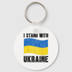 I Stand With Ukraine Support Ukraine Ukrainian Fla Keychain