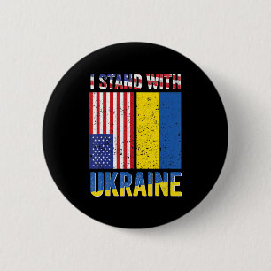 I Stand With Ukraine Support Ukrainian American US Button
