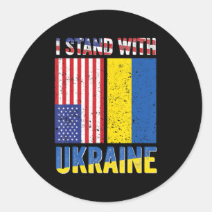 I Stand With Ukraine Support Ukrainian American US Classic Round Sticker