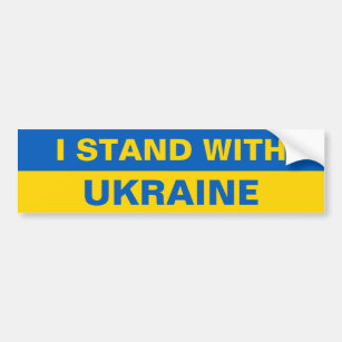 I Stand With Ukraine Support Ukrainian Flag Bumper Sticker