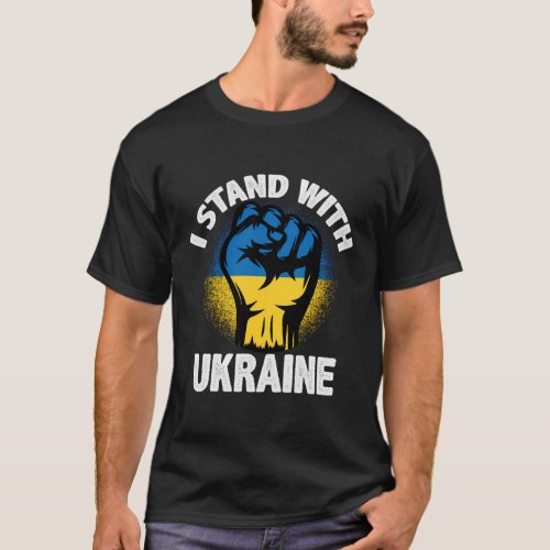 I Stand With Ukraine Support Ukrainian Flag T_Shirt