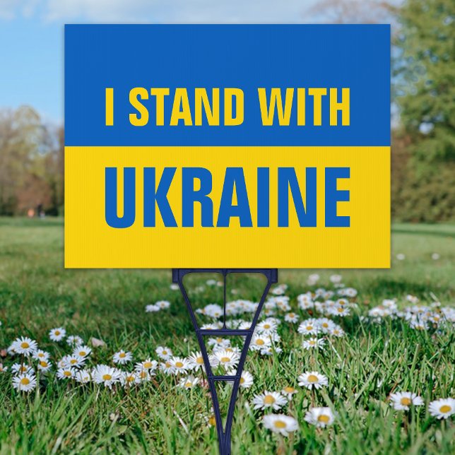 I Stand With Ukraine Support Ukrainian Flag Yard Sign (Creator Uploaded)