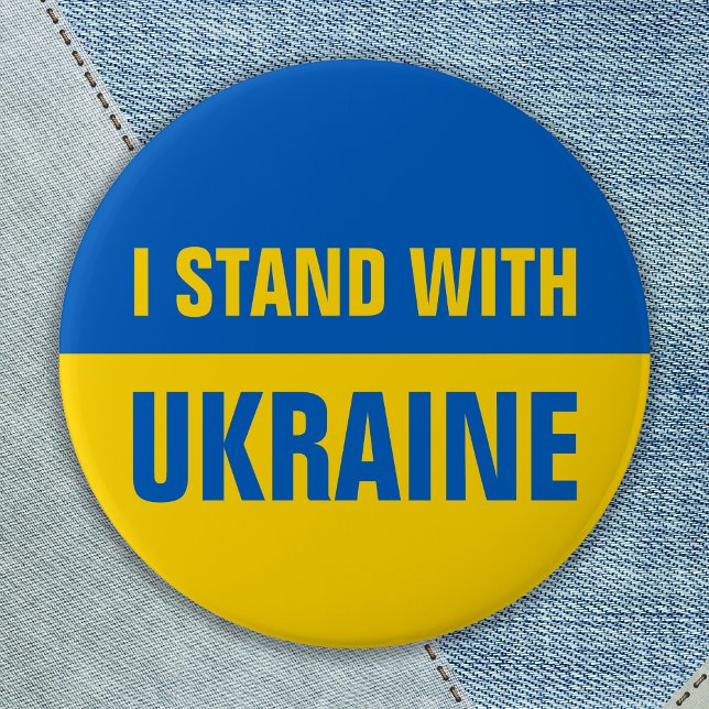 I Stand With Ukraine Support Ukranian Flag Button (Creator Uploaded)