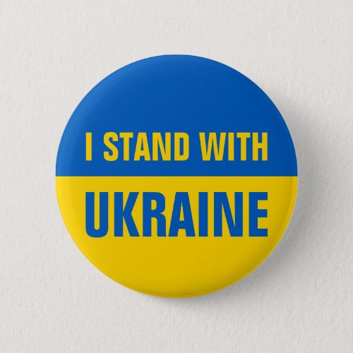 I Stand With Ukraine Support Ukranian Flag Button