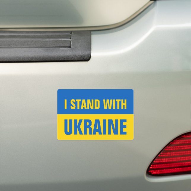 I Stand With Ukraine Support Ukranian Flag Car Magnet (In Situ)