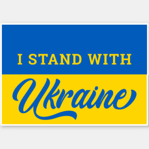 I Stand With Ukraine Support Ukranian Flag Car Sticker