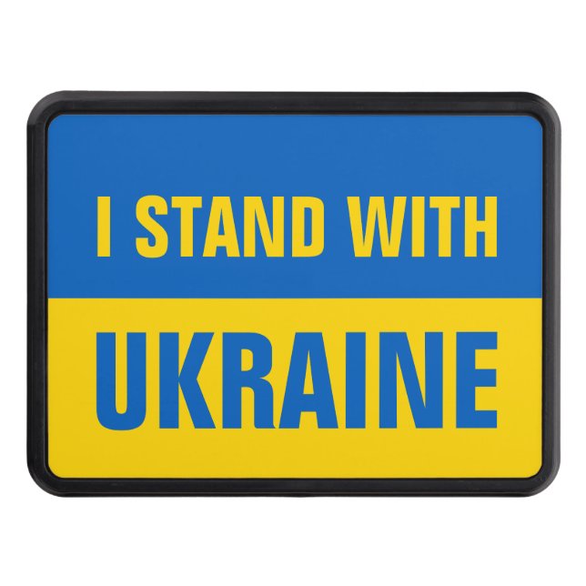 I Stand With Ukraine Support Ukranian Flag Hitch Cover (Front)