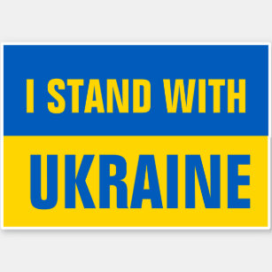 I Stand With Ukraine Support Ukranian Flag Sticker