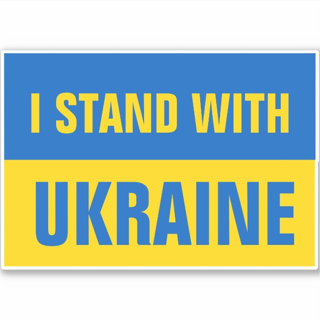 I Stand With Ukraine Support Ukranian Flag Sticker (Front)