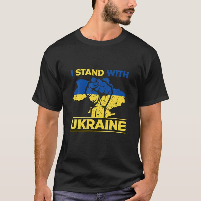 I Stand With Ukraine Supporting Ukraine T-Shirt (Front)