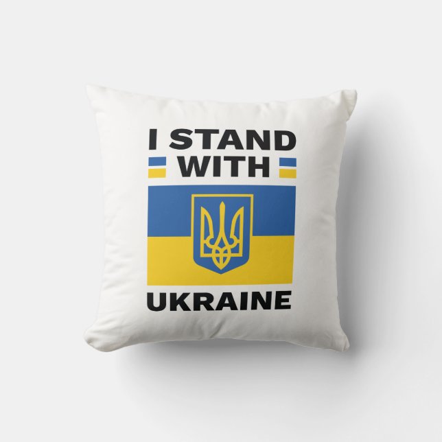 I Stand With Ukraine Throw Pillow (Front)