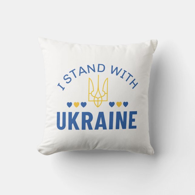 I Stand With Ukraine Throw Pillow (Front)