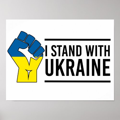 I Stand With Ukraine  Ukraine Flag Hand Fist Poster