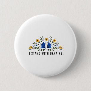 I Stand With Ukraine Ukraine Flag Sunflower Vintag Button