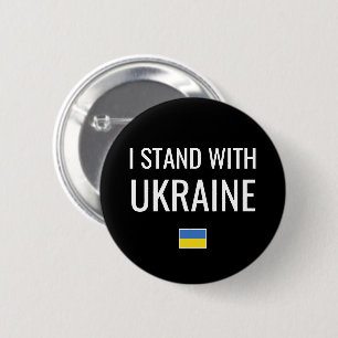 I Stand With Ukraine Ukraine National Flag Button