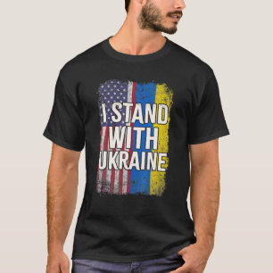 I Stand With Ukraine Ukrainian American Flag Freed T-Shirt