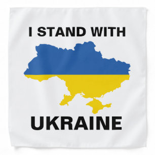 I Stand with Ukraine Ukrainian Flag and Map Bandan Bandana