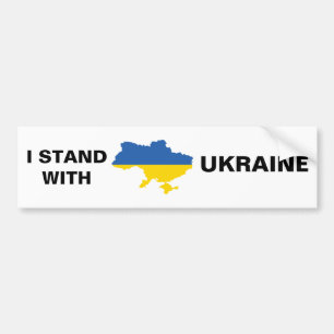 I Stand with Ukraine Ukrainian Flag and Map Bumper Sticker