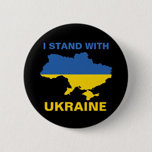 I Stand with Ukraine Ukrainian Flag and Map Button